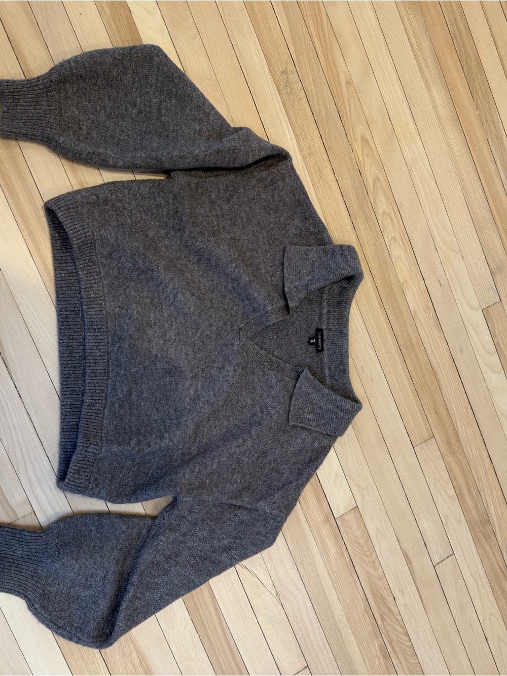 Dynamite wool Brown V‑Neck Collared polo Sweater - Picture 3 of 4
